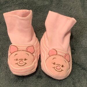 Pink Baby Booties with Piglet Design